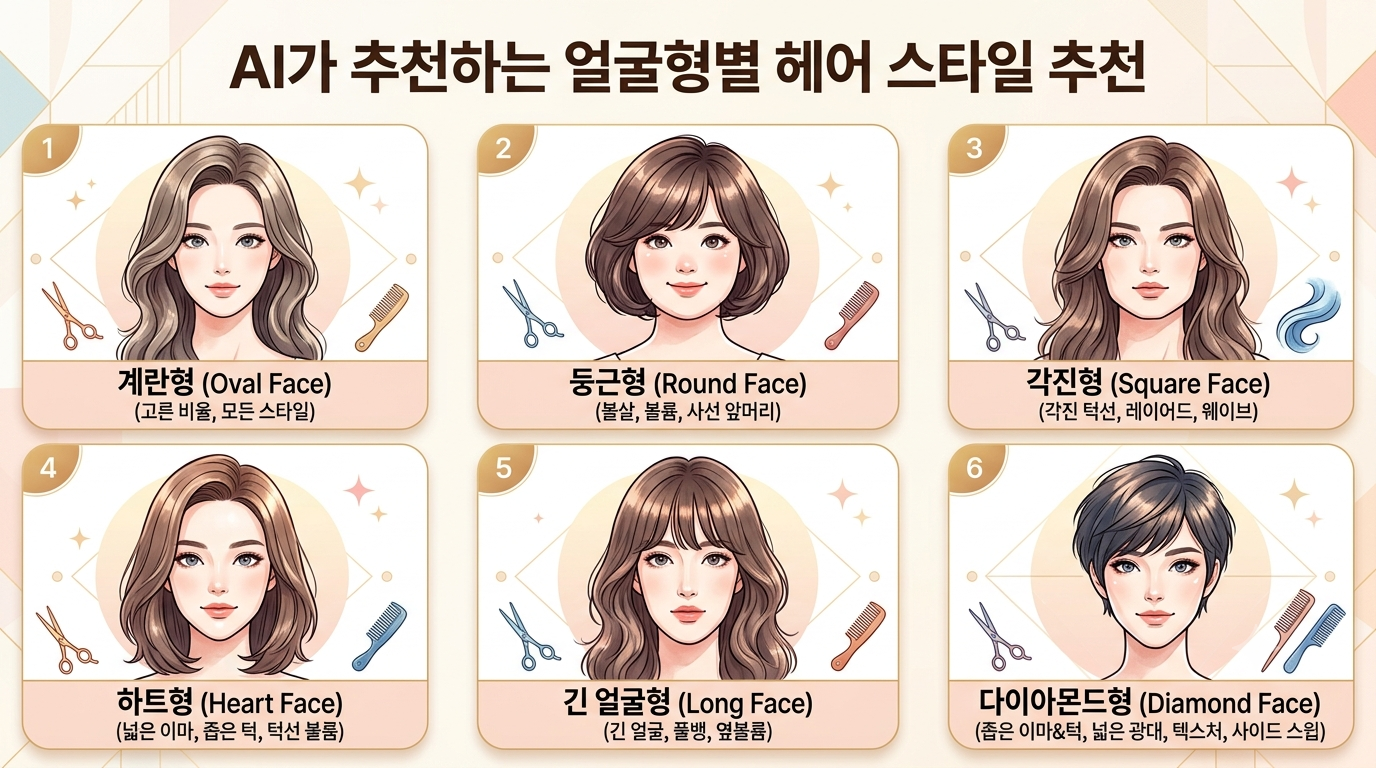 AI가 추천하는 얼굴형별 헤어 스타일 추천 — 자세히 보기